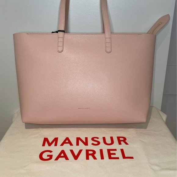 MANSUR GAVRIEL Small Zip Blush Saffiano Leather Tote - Picture 2 of 10